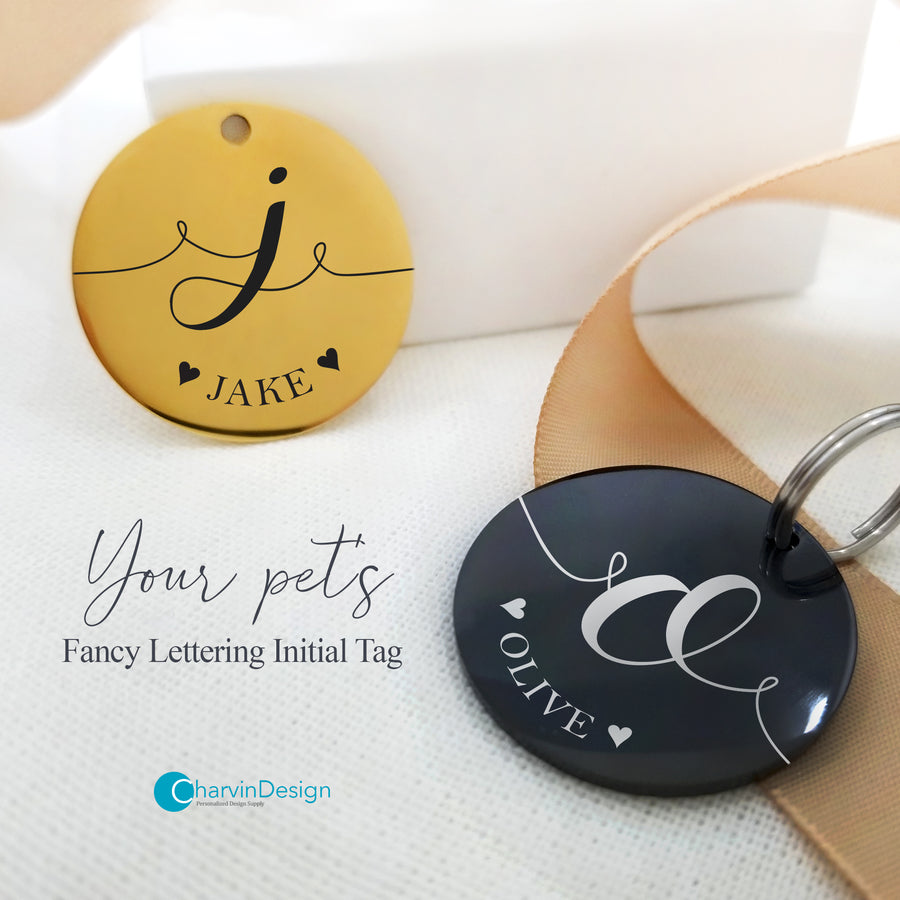 Fancy Lettering Initial Pet Tag